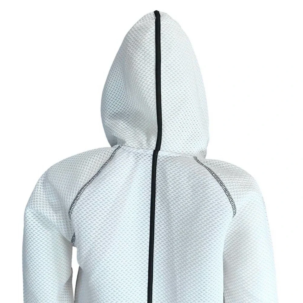 Hot Beso Hooded Zip Up Jacket White Black Women's Medium